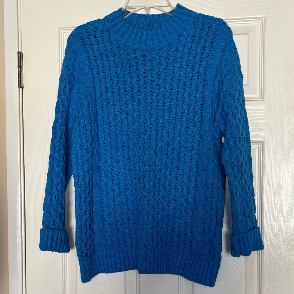 Sweater, Ann Taylor Vibrant Blue Cowl Neck